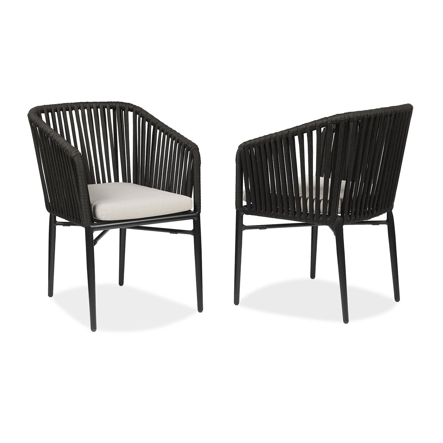 Canyon Bay 21 Inch Metal Outdoor Dining Chair Set of 2 in Black W/ Sunbrella Cushions by Lakeview Outdoor Designs - Display - White Background thumbnail
