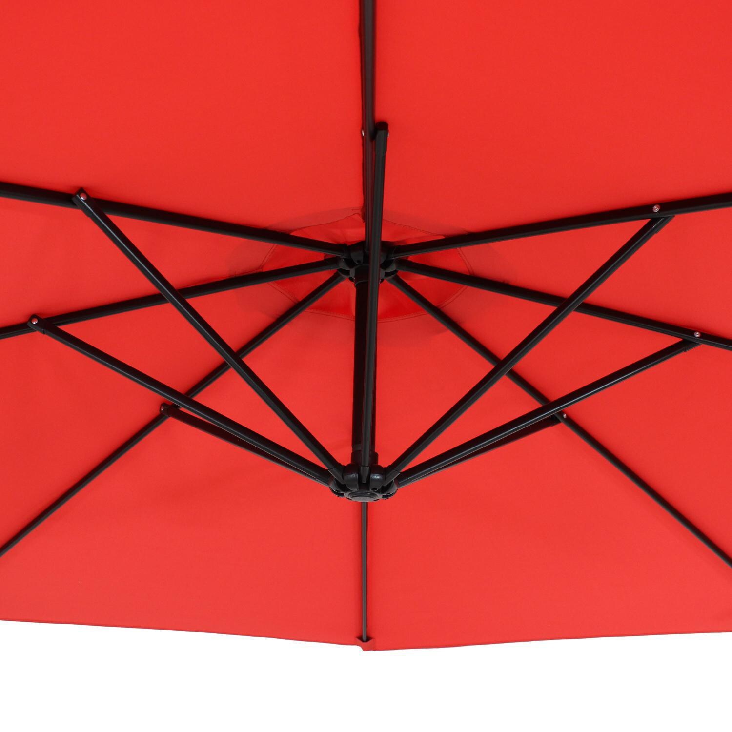 Ultimate Patio 9.5 Ft. Octagonal Patio Cantilever Umbrella W/ Crank - Cherry - Sturdy Rib In Canopy thumbnail