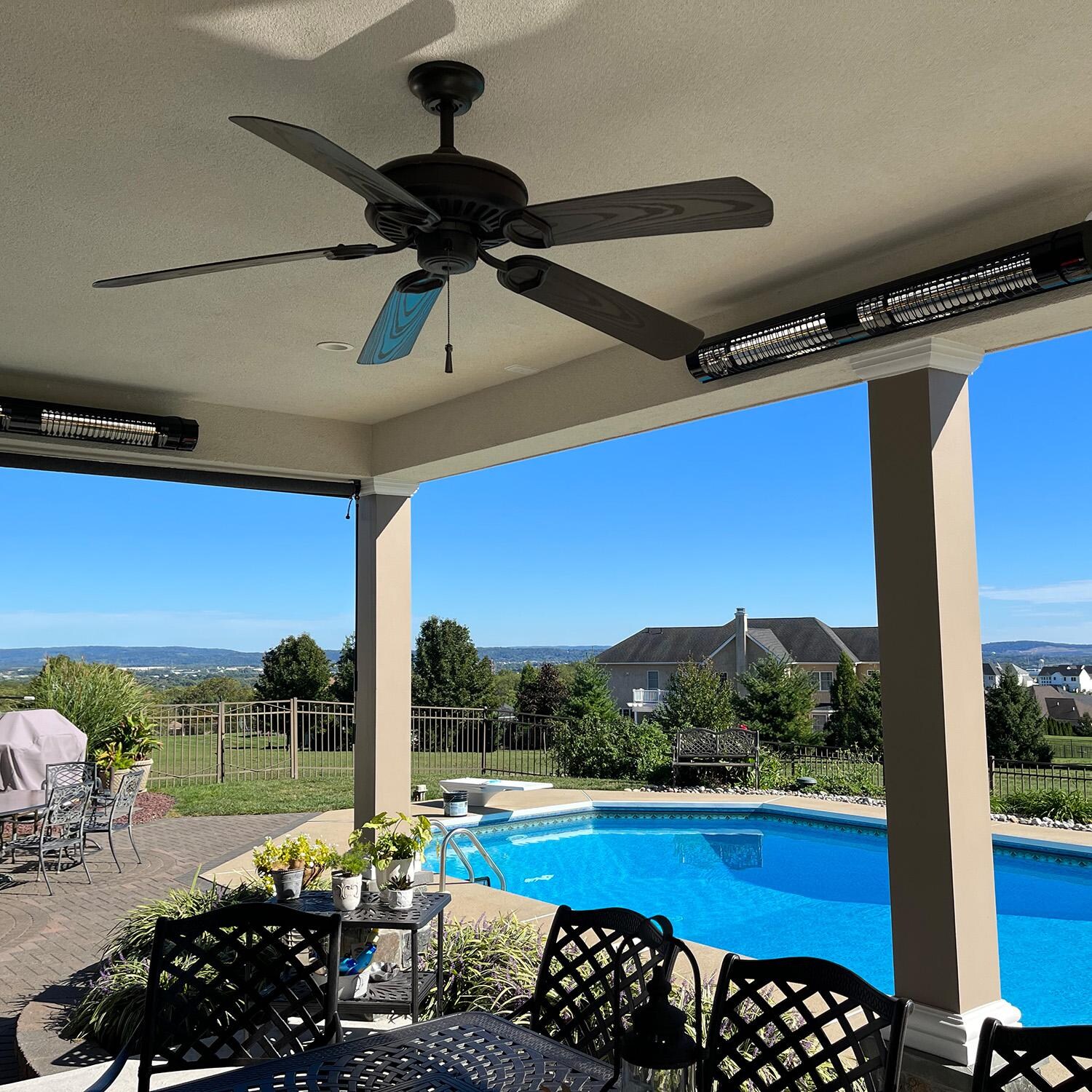 RADtec T6000/12R2 Torrid Series 56-in 6000W Electric Infrared Patio Heater - Next to Pool - Lifestyle thumbnail