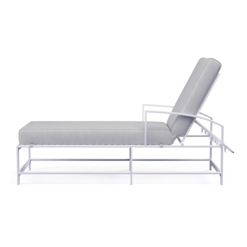 Bristol Aluminum Chaise Lounge w/ Self Welt in White/Canvas Granite by Sunset West - From Side - White Background thumbnail