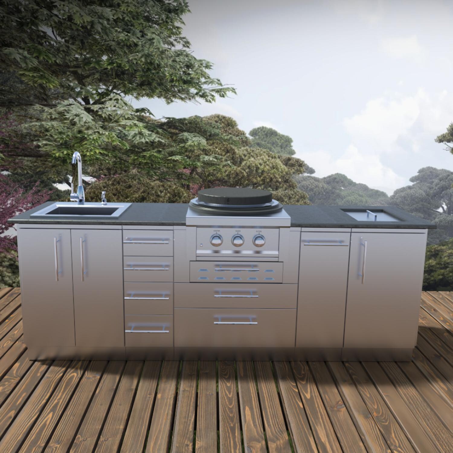 Sunstone Grills SCPMONGO-NG MONGO 8 Ft Mongolian Style Outdoor Kitchen in Natural Gas - On the Patio - Lifestyle thumbnail