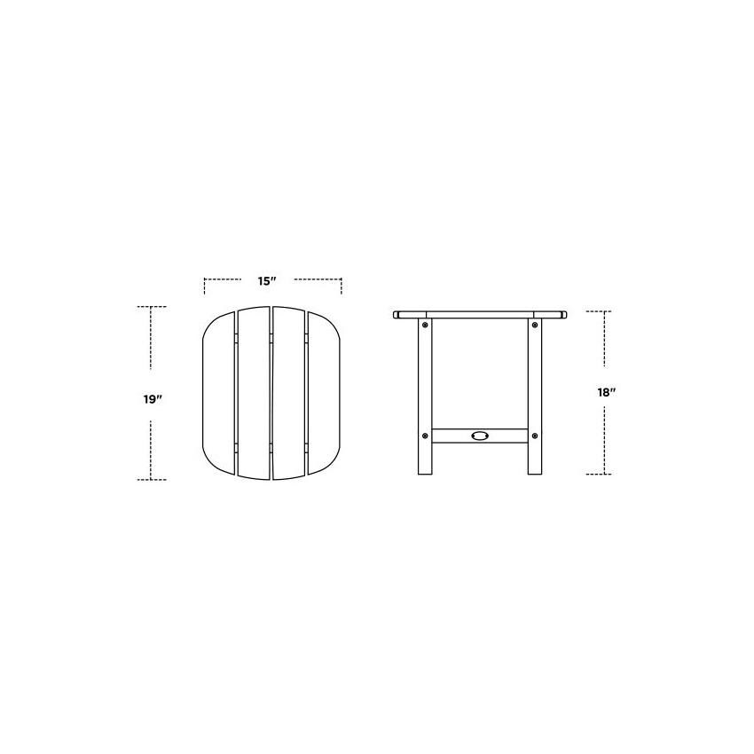 POLYWOOD Black Shaker 3-Piece Porch Rocking Chair Set - Table Dimensions