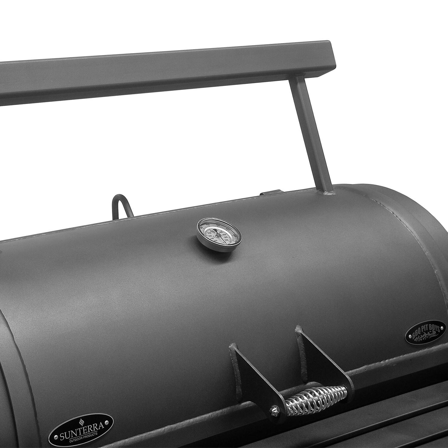 2001 - BBQ Pit Boys Yosemite Offset Charcoal Smoker - Smoker Hood Close-Up thumbnail