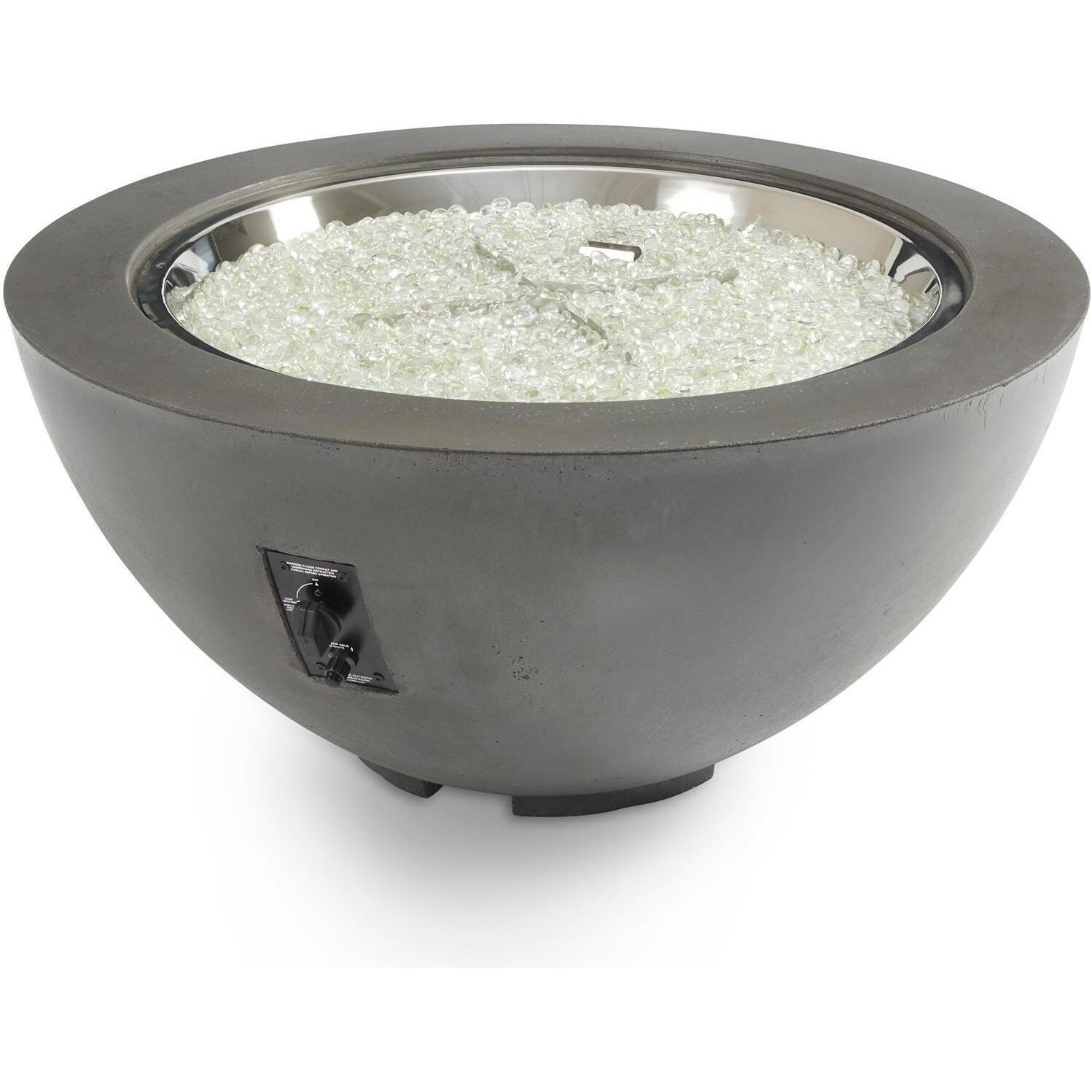 Lakeview Outdoor Designs Villa View 42-Inch Round Natural Gas Fire Pit Bowl with 30-Inch Crystal Fire Burner - Ships As Propane With Conversion Fittings - Midnight Mist - Shown Without Burner Lit - White Background thumbnail