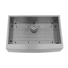 BBQGuys 33 X 22 Outdoor Rated Stainless Steel Farmhouse Curved Apron-Front Single Basin Sink W/ Strainer & Grid - BBQ-AP3322C-33S
