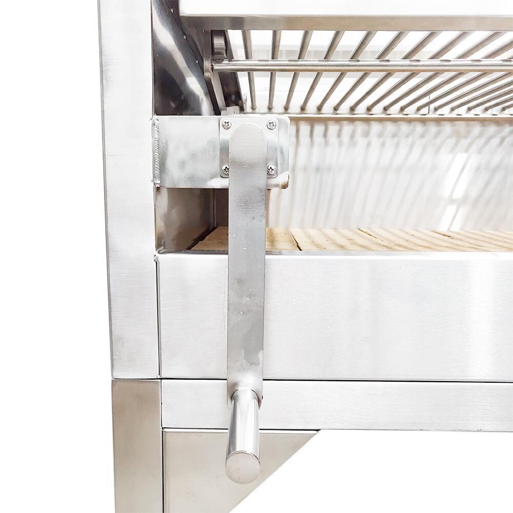 Tagwood BBQ BBQ01SSF Fully Assembled Argentine Santa Maria Wood Fire & Charcoal Grill with Top Lid - Lever to Adjust Grate Height thumbnail