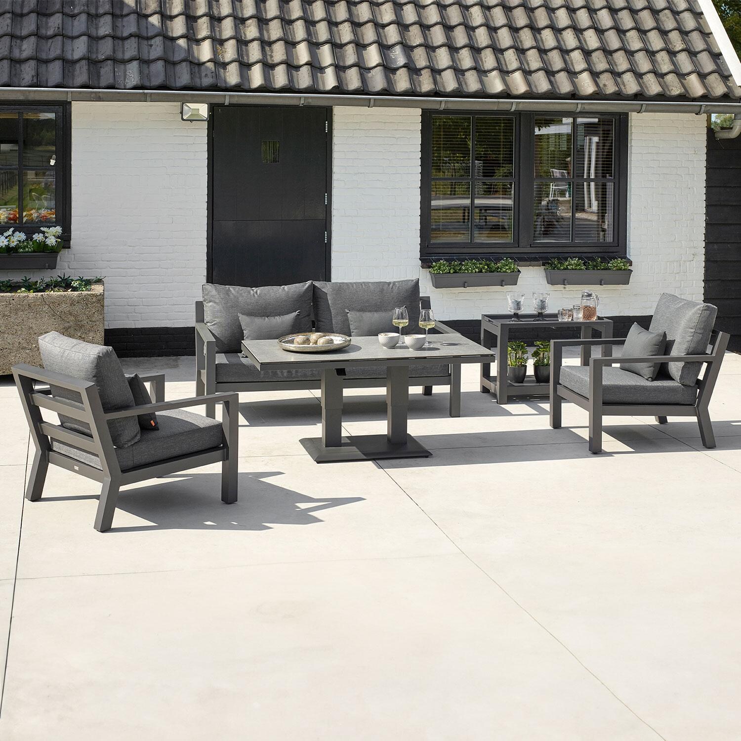 Timber 2 Person Aluminum Loveseat By KETTLER - Styled W/ Seating Set (Sold Separately) - Lifestyle thumbnail