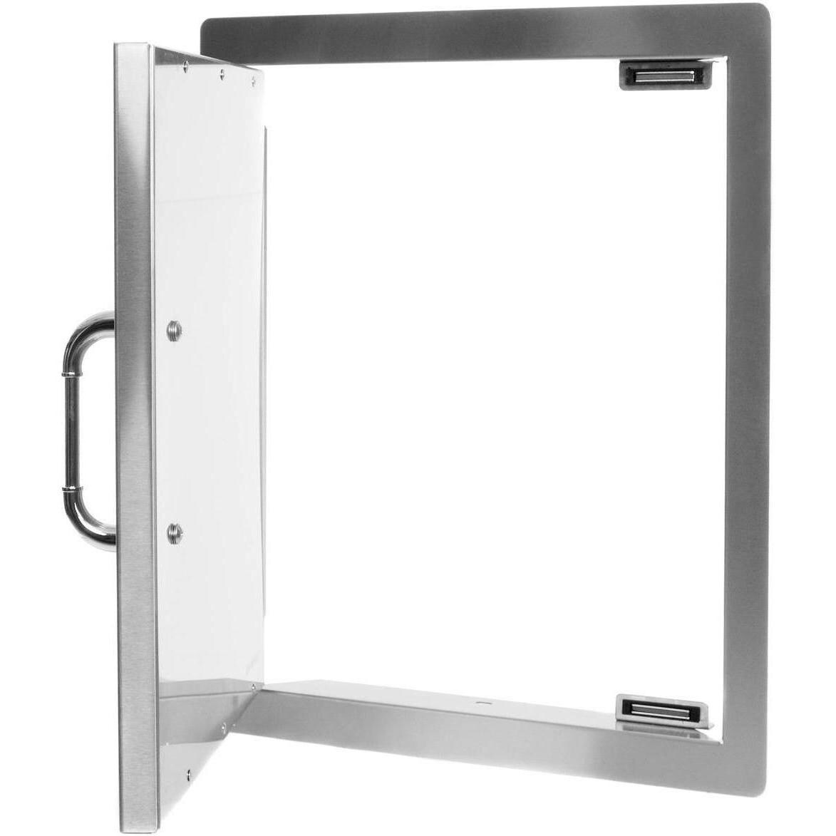 Bull 18-Inch Left Hinged Stainless Steel Single Access Door - Open View thumbnail