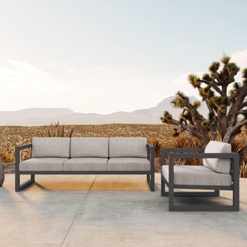 Misty Cove 2 Pc Aluminum Seating Set in Slate/Cast Silver by Lakeview Outdoor Designs
