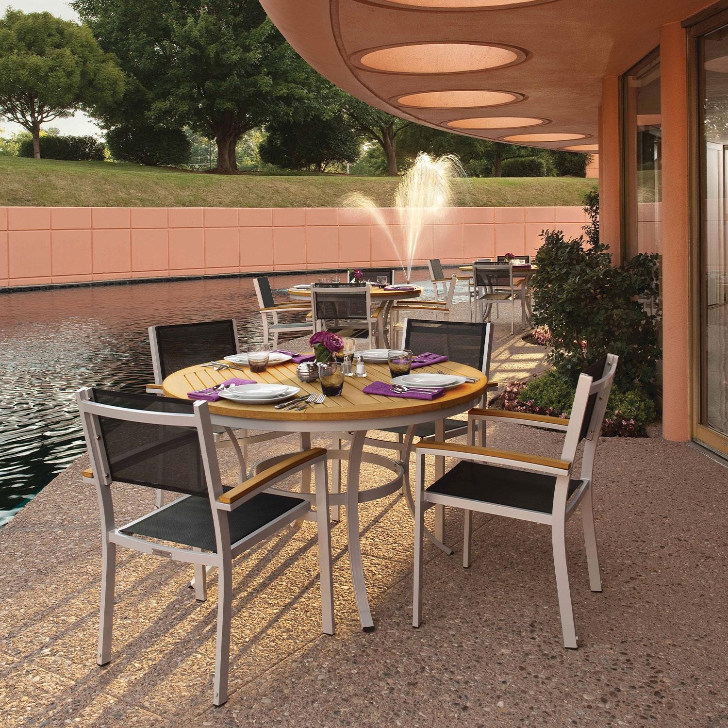 Travira 5 Pc Powder-Coated Aluminum Dining Set in Black/Natural/Flint By Oxford Garden