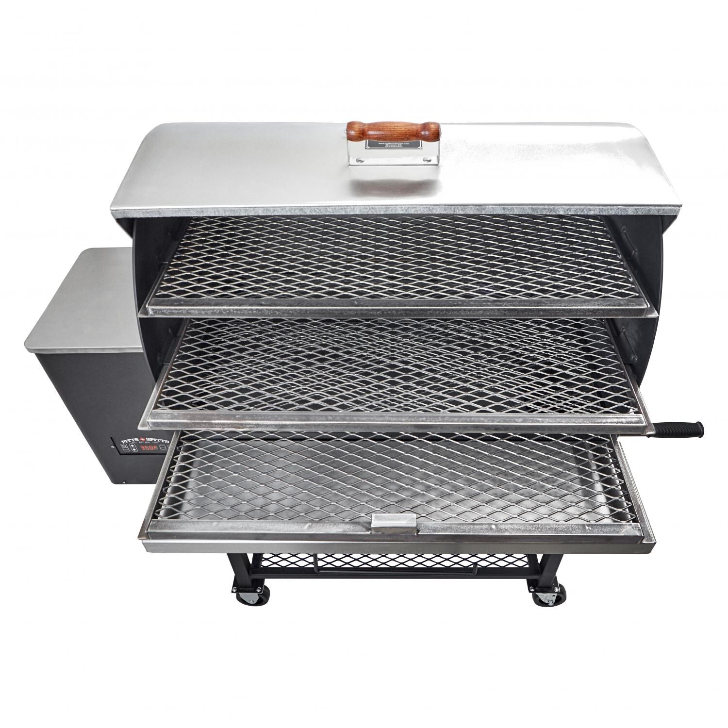 Pitts & Spitts P-MAV2000-WU Maverick 2000 Pellet Grill W/ 8-Inch Wheel Upgrade - Open Grates Out thumbnail