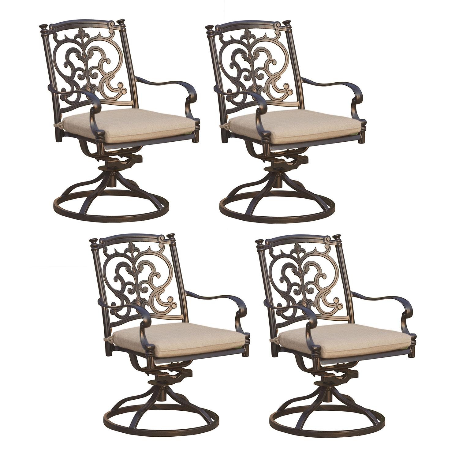 Darlee B/201010-3-4 Santa Barbara 4 Piece Cast Aluminum Patio Swivel Rocker Dining Chair Set - White Background thumbnail