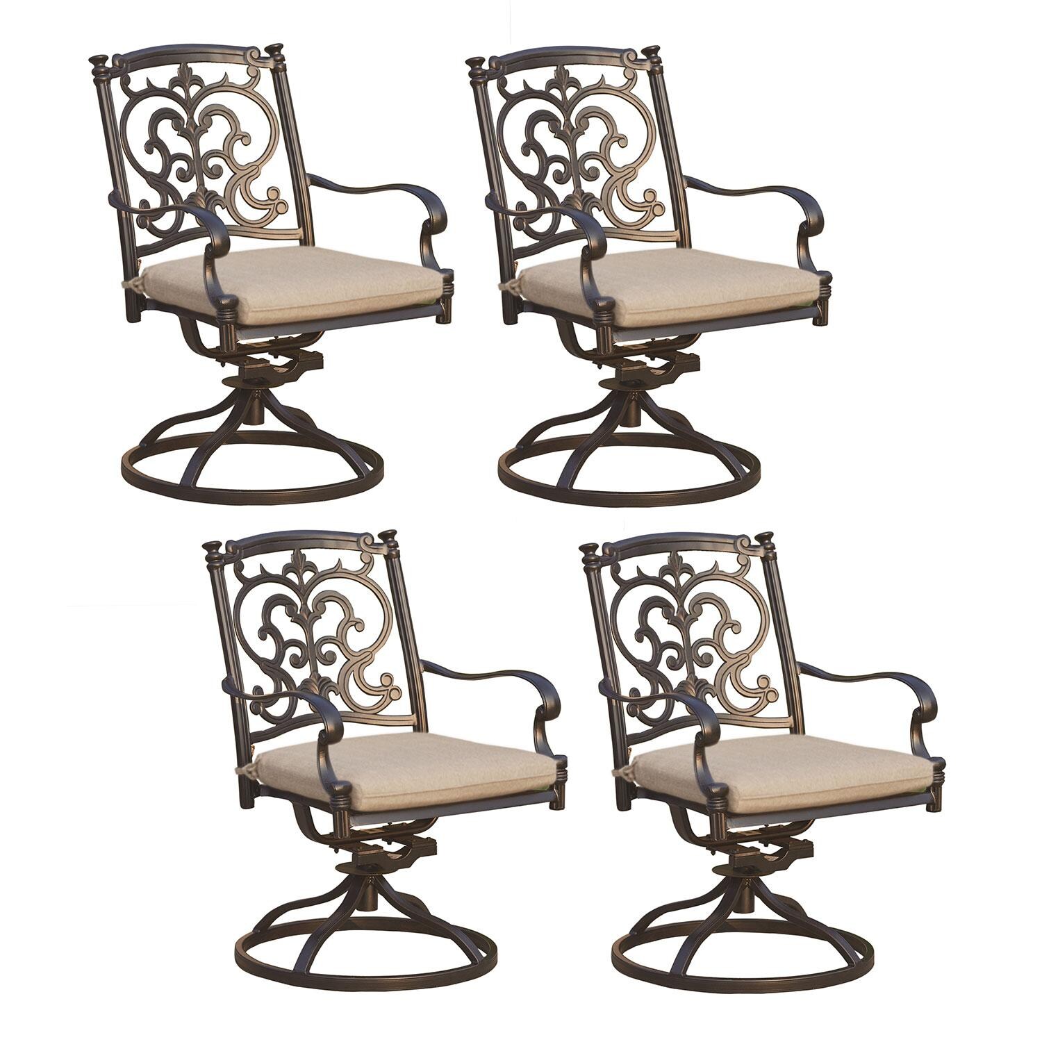 Darlee B/201010-3-4 Santa Barbara 4 Piece Cast Aluminum Patio Swivel Rocker Dining Chair Set - White Background thumbnail