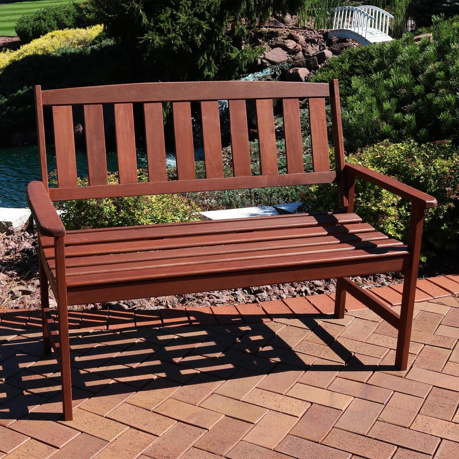 49 Inch Meranti Wood Bench w/ Teak Oil Finish by Ultimate Patio