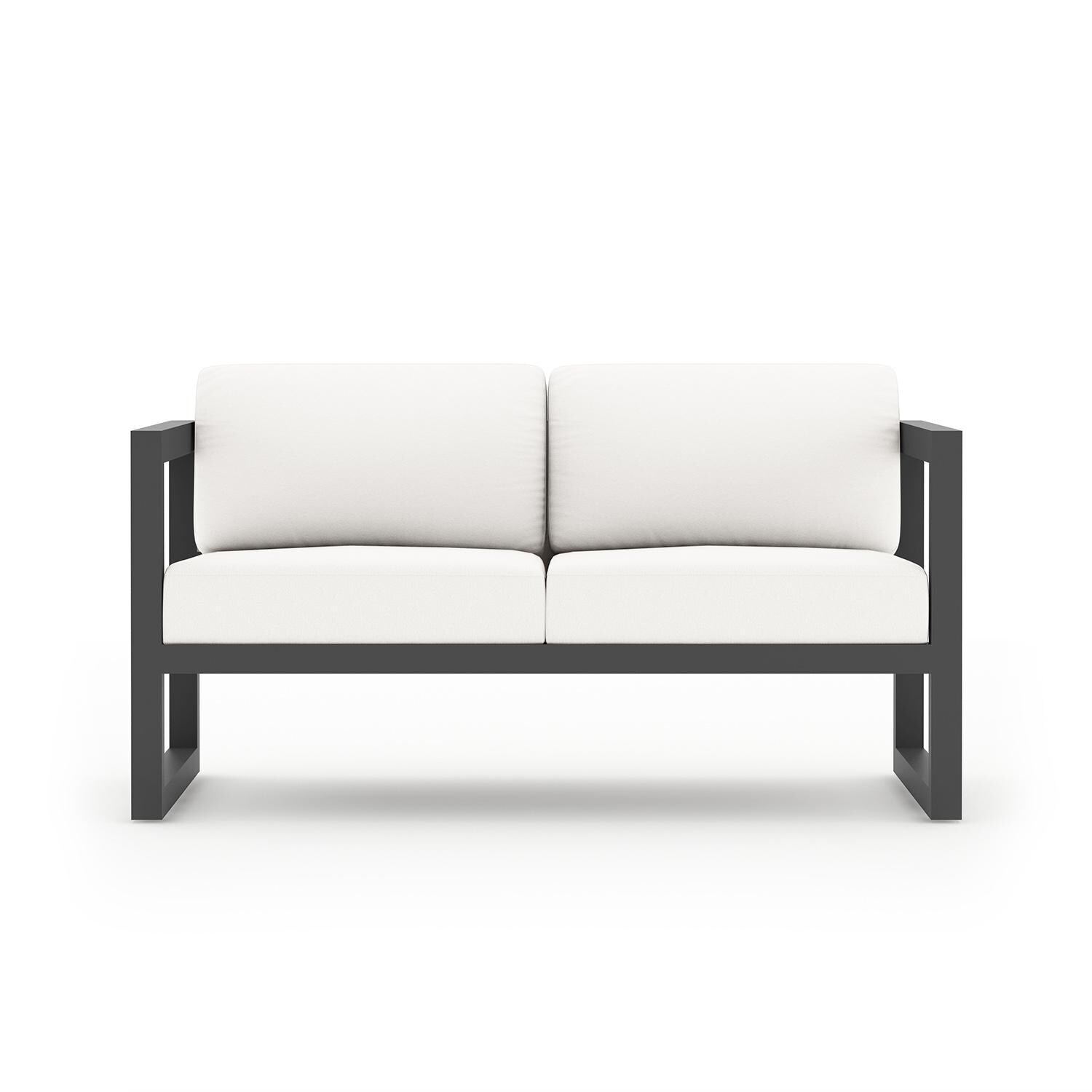 Misty Cove 2 Person Aluminum Loveseat in Slate/Canvas Natural by Lakeview Outdoor Designs