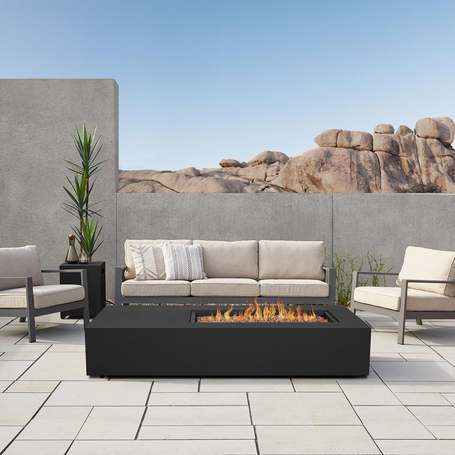 Elysian 5 Pc Steel Fire Pit Seating Set in Black by Lakeview Outdoor Designs thumbnail