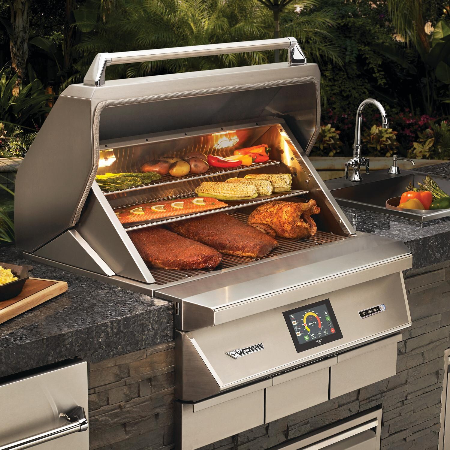 Twin Eagles Wi Fi Controlled 36 Inch Built In Stainless Steel Pellet Grill And Smoker With Rotisserie Tepg36r Bbqguys