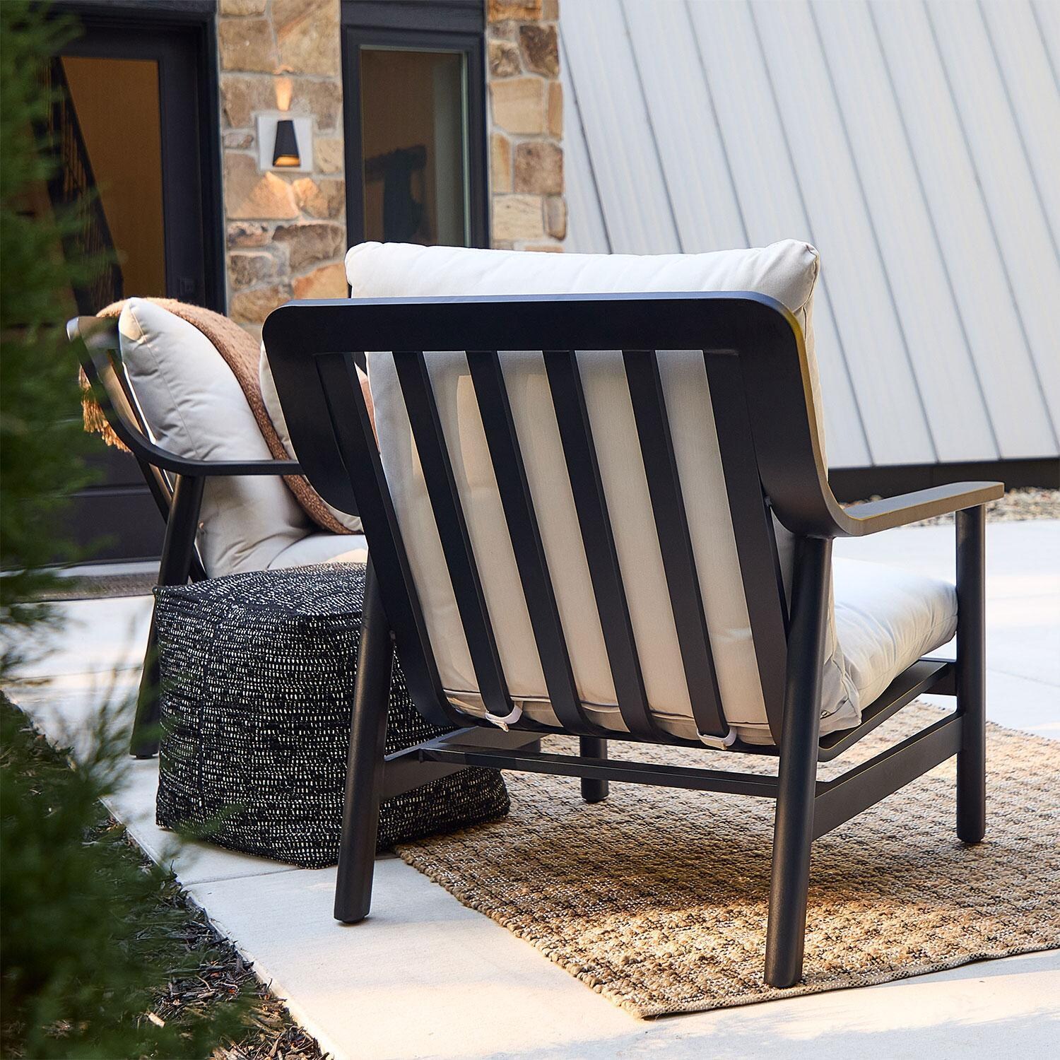 Bay St Louis 30-in Metal Outdoor Oversized Chair Set of 2 in Black W/ Sunbrella Cushions by Lakeview Outdoor Designs - Back Porch - Rear View - Lifestyle thumbnail