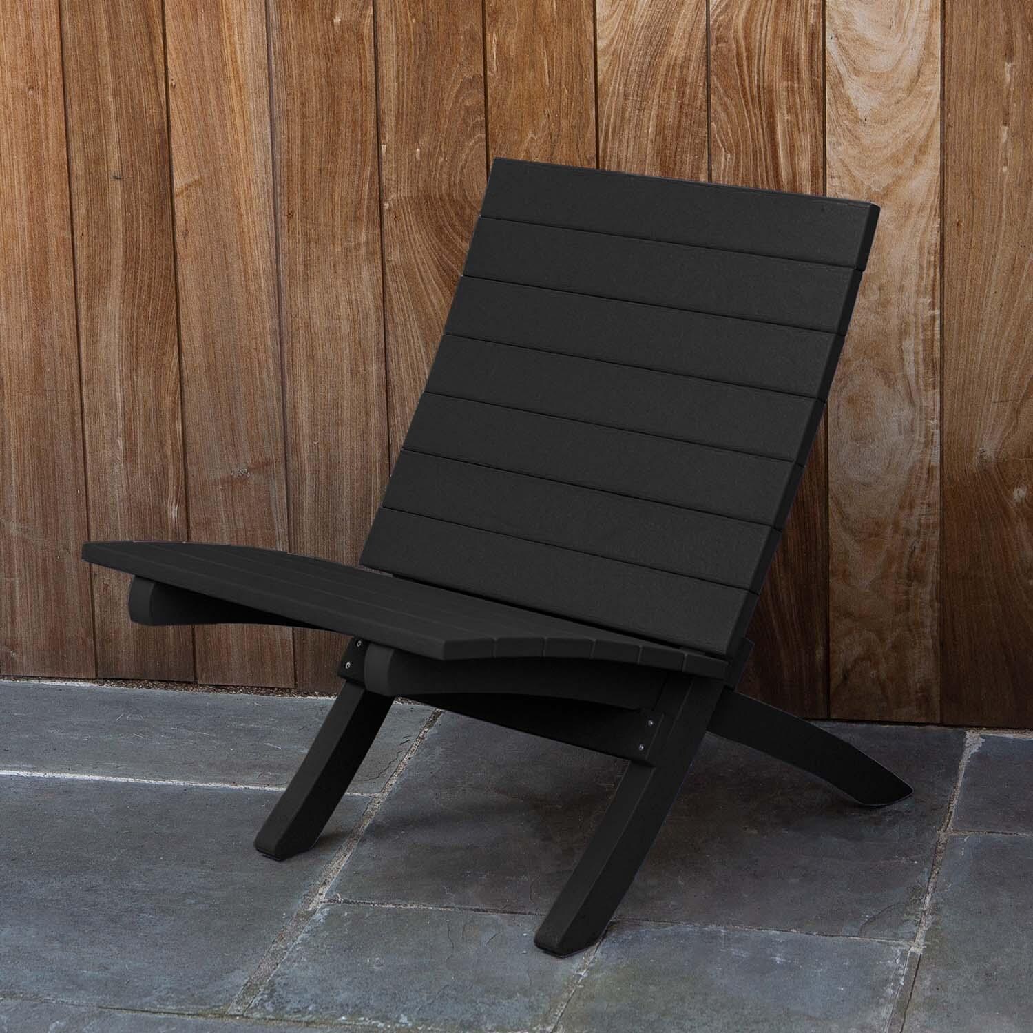 Hazel Cove Recycled Plastic Folding & Stacking Dining Side Chair in Black Sand by Lakeview Outdoor Designs - Lifestyle thumbnail