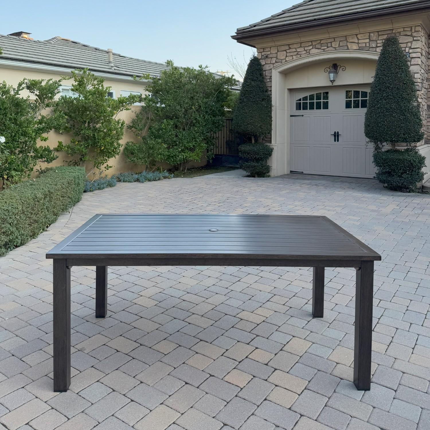 Atlantis 70-in Walnut Aluminum Dining Table by Darlee - Long View - Lifestyle thumbnail