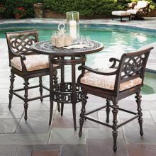 Black Sands 3 Piece Cast Aluminum Patio Bar Set W/ Sunbrella Fabric By Tommy Bahama image