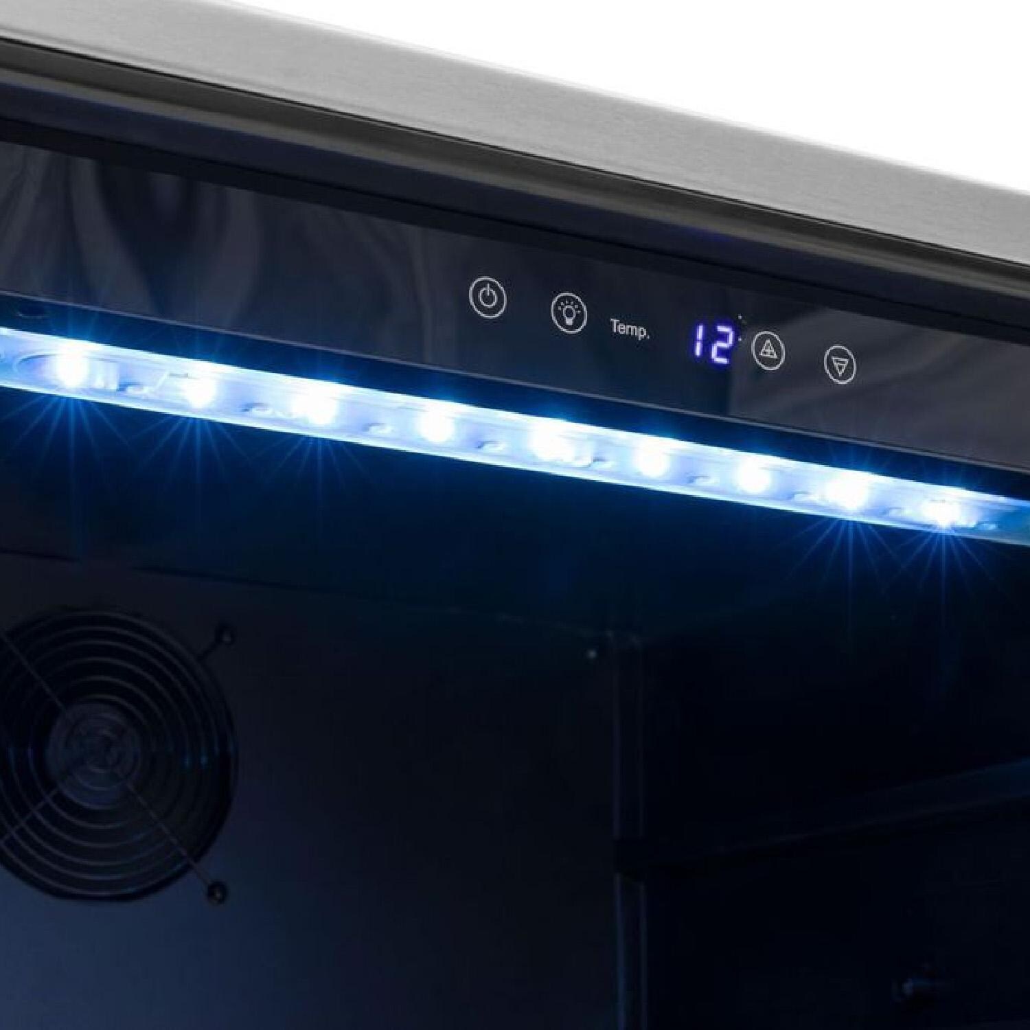 NewAge Products 67902 Classic Series 10 1/2 Ft Outdoor Kitchen Island w/ 36-in Natural Gas Grill, Refrigerator, Trash Bin, Door & Drawer in Grove/Stainless Steel - Fridge Controls & Lights - Detail thumbnail