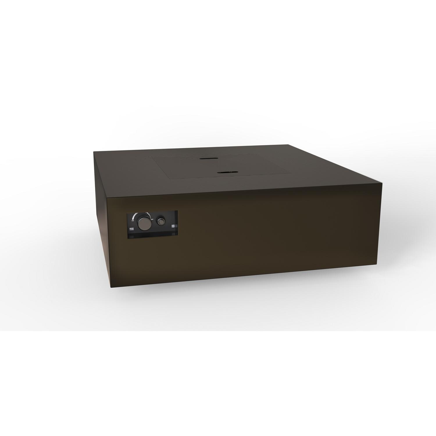 AON 48 Inch Square Powder Coated Steel Natural Gas Fire Pit Table W/ Mercury Ignition in Bronze By Warming Trends - Angled View - White Background thumbnail