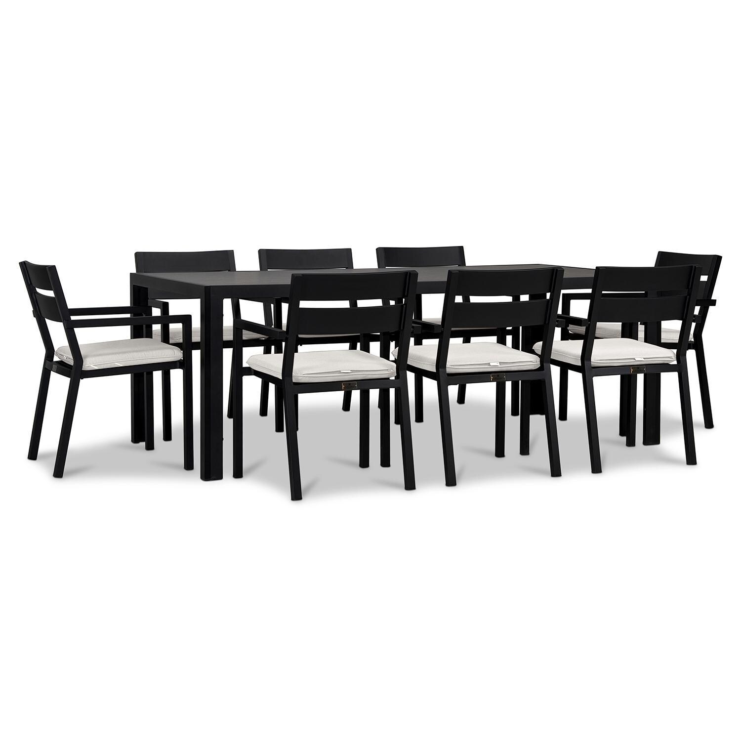 Calm Bay 9 Pc Rectangular Dining Set in Black/Canvas Natural by Lakeview - White Background 2 thumbnail