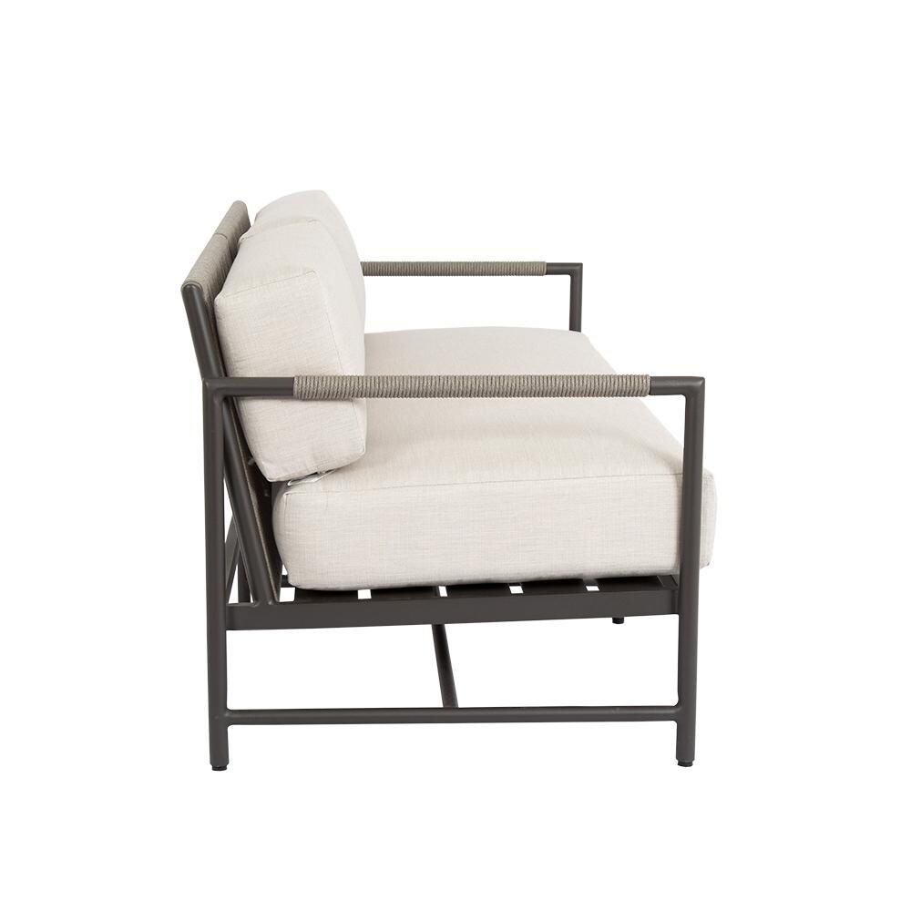 Sunset West - 4601-22-57005 - Pietra Rope & Aluminum Patio Loveseat W/ Sunbrella Echo Ash Cushions - Side View thumbnail