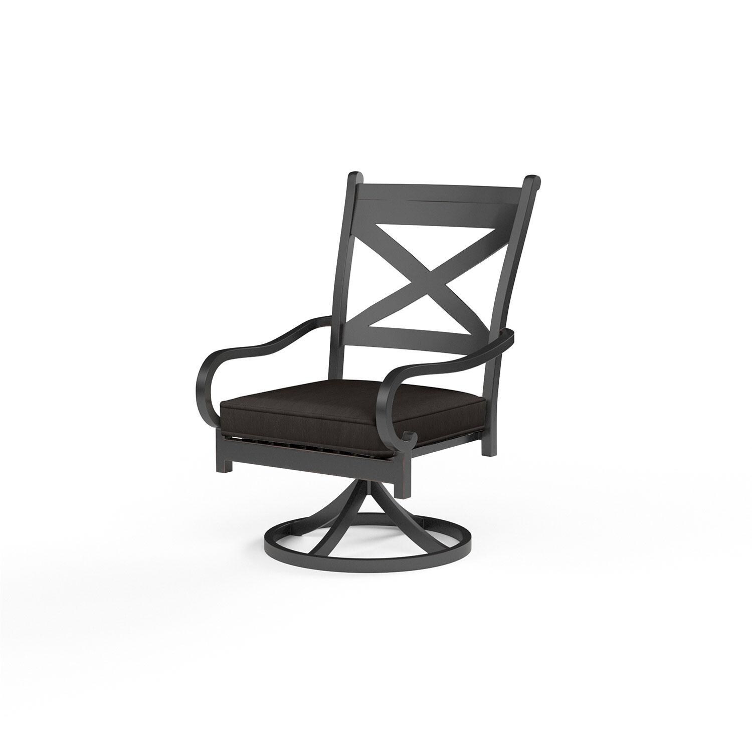Monterey Aluminum Patio Swivel Dining Chair in Spectrum Carbon w/ Self Welt By Sunset West - Display - White Background thumbnail