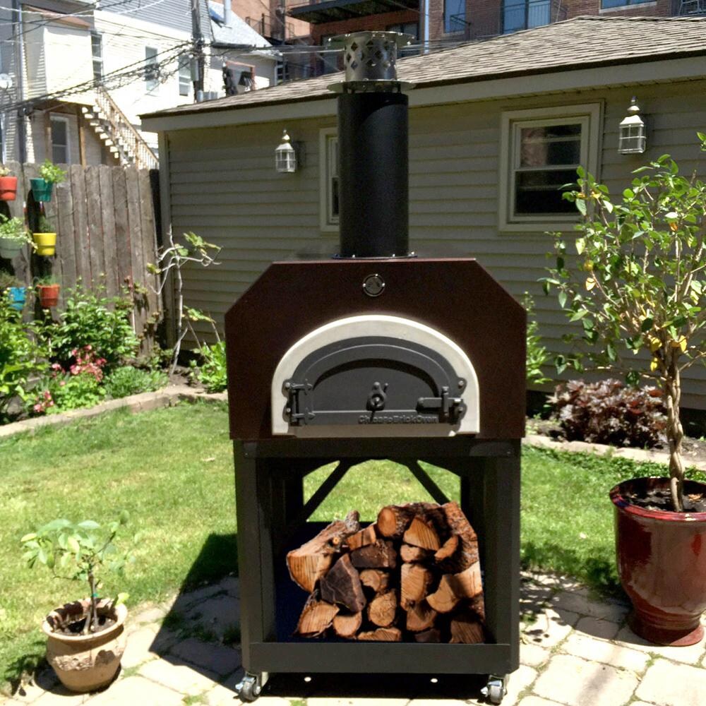 Chicago Brick Oven CBO-O-MBL-750-SB Mobile Stand Wood Fired Pizza Oven - Solar Black - Shown In Copper thumbnail