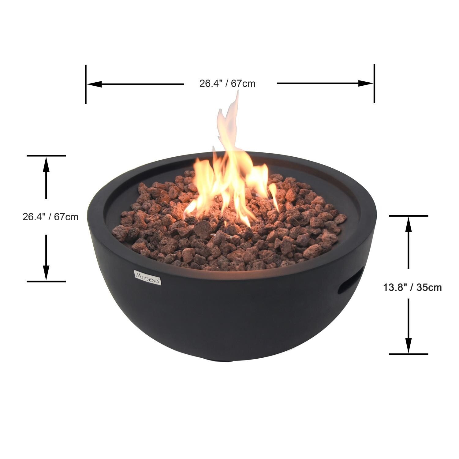 Elementi OFG119-NG Modeno Jefferson 26-Inch Natural Gas Fire Bowl - Dimensions thumbnail