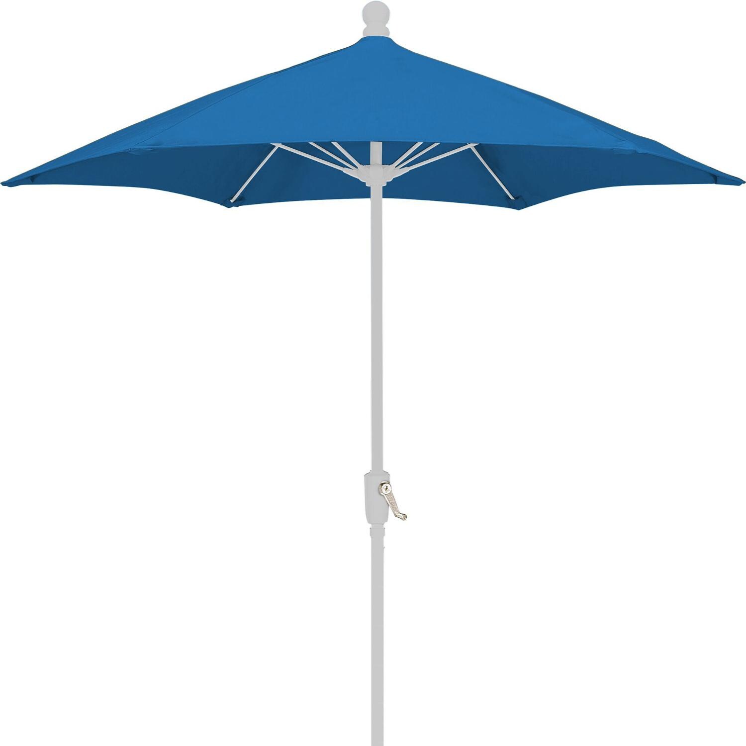Fiberbuilt 9 Ft Aluminum Market Patio Umbrella With Crank Lift White Pole Pacific Blue Olefin Bbqguys