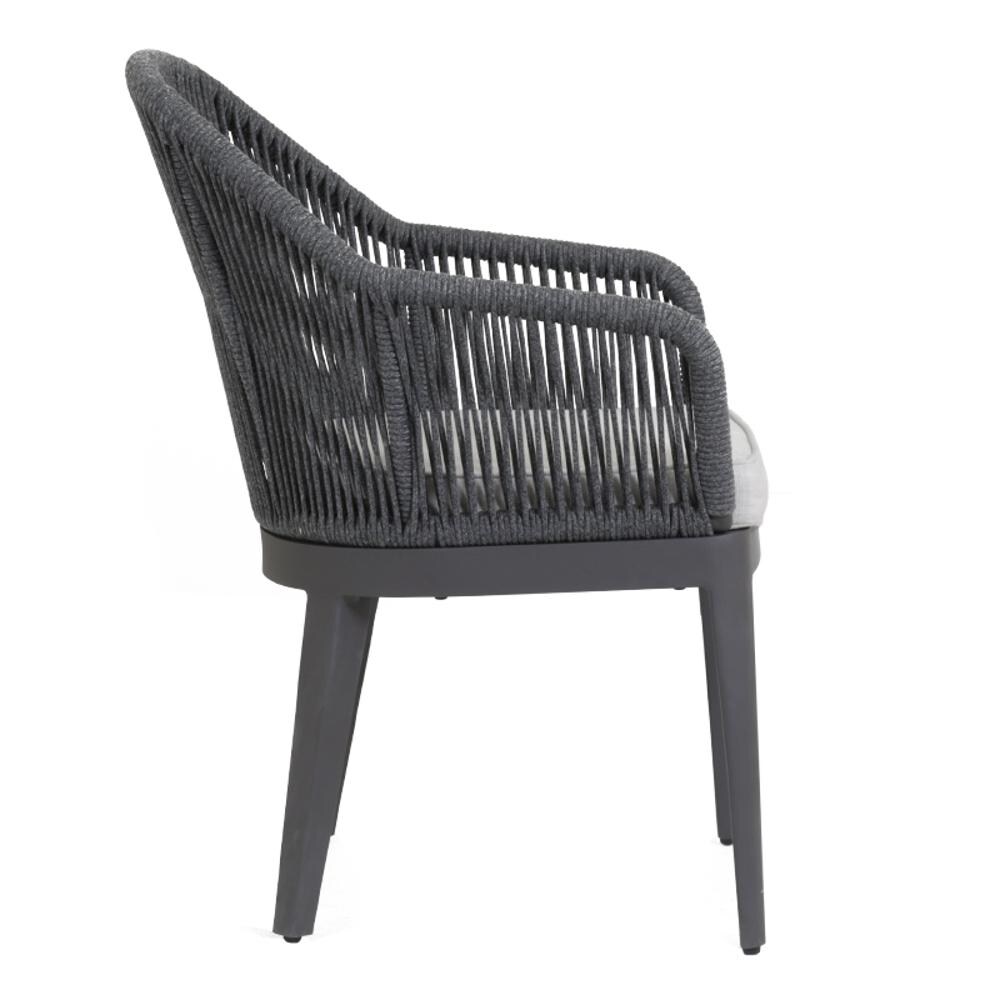 Sunset West - 4101-1-57005 - Milano Olefin Rope & Aluminum Patio Dining Chair W/ Sunbrella Echo Ash Cushions - Side View thumbnail