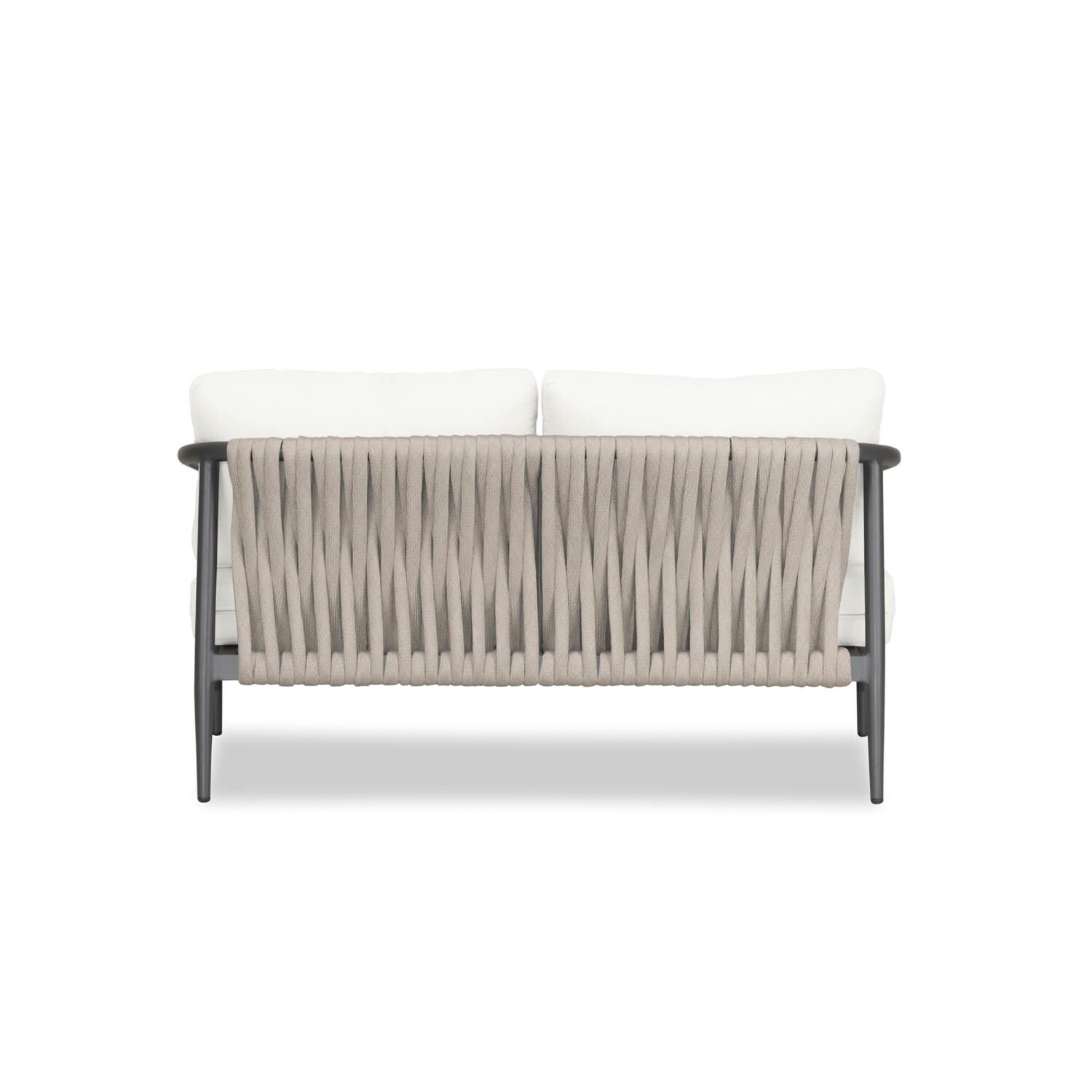 Lakeview Midnight Cove 2 Person Aluminum Loveseat in Slate/Pebble Gray/Canvas Natural - Back - White Background thumbnail