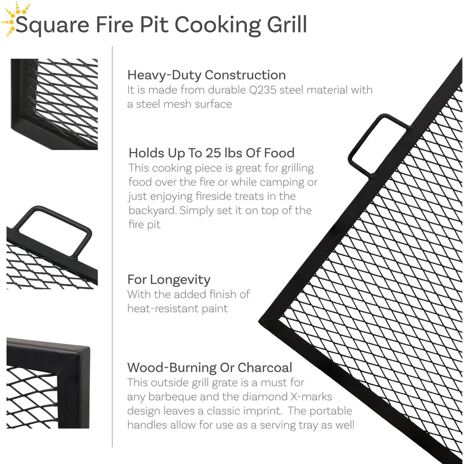 Ultimate Patio 30-Inch X-Marks Square Fire Pit Grill Grate - Information - Detail thumbnail