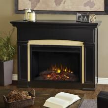 Real Flame Holbrook Grand 58-Inch Electric Fireplace With Mantel - Black - 7660E-BK image