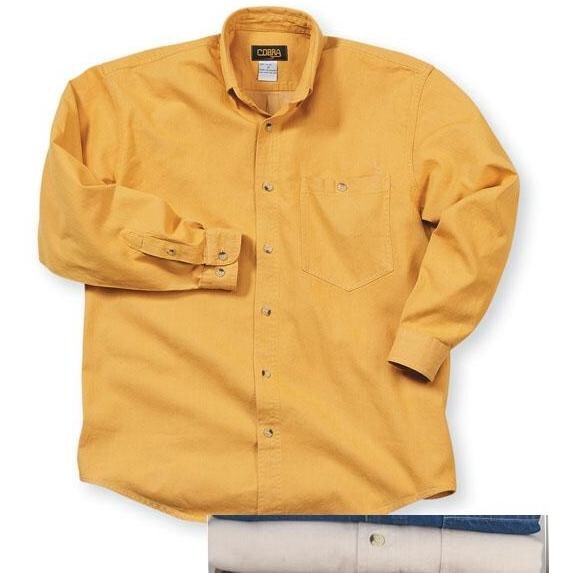 Cobra Caps Long Sleeve Premium Heavyweight Washed Denim Shirt - Stone
