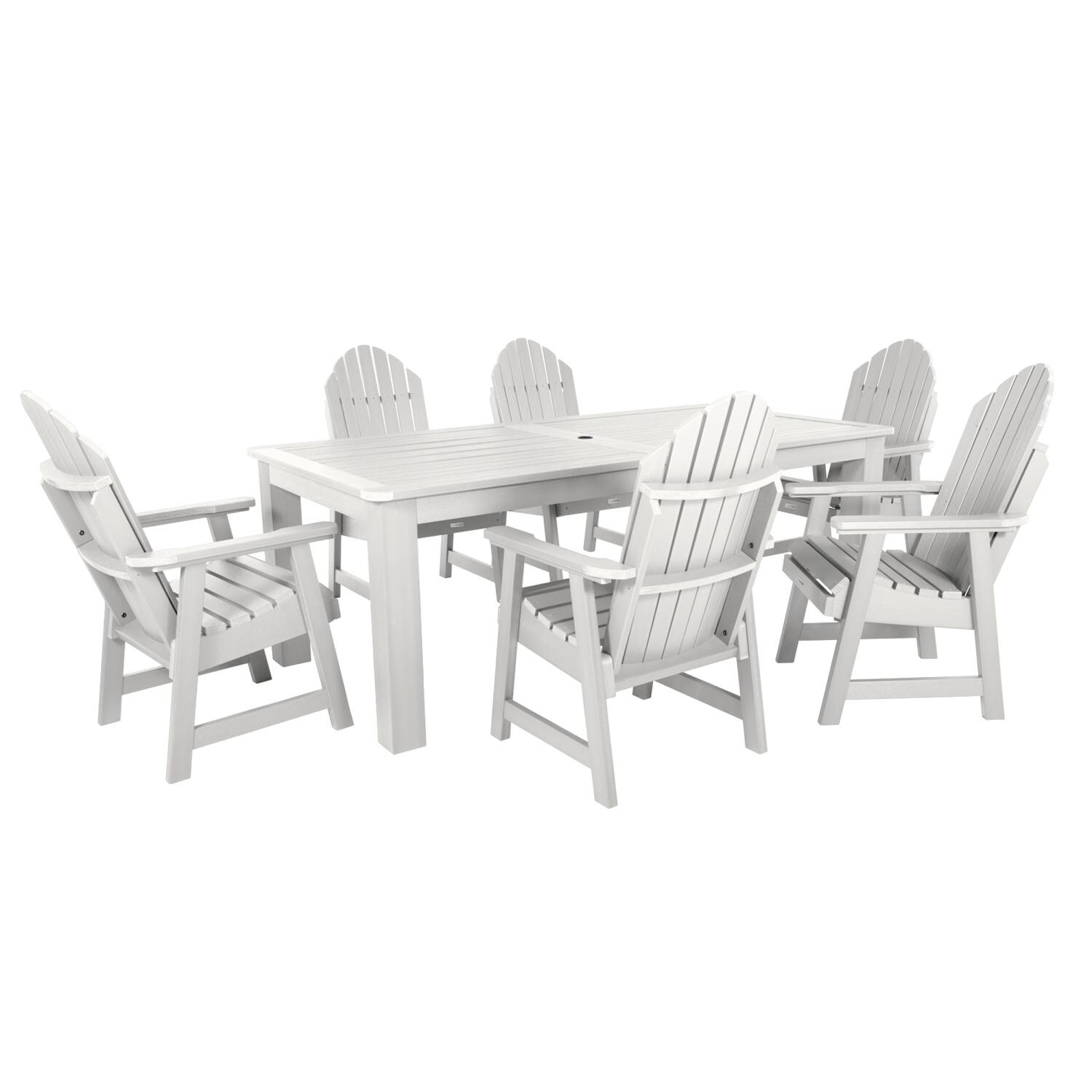 Dream Bay 7 Pc Recycled Plastic Dining Set In White by Lakeview - White Background thumbnail