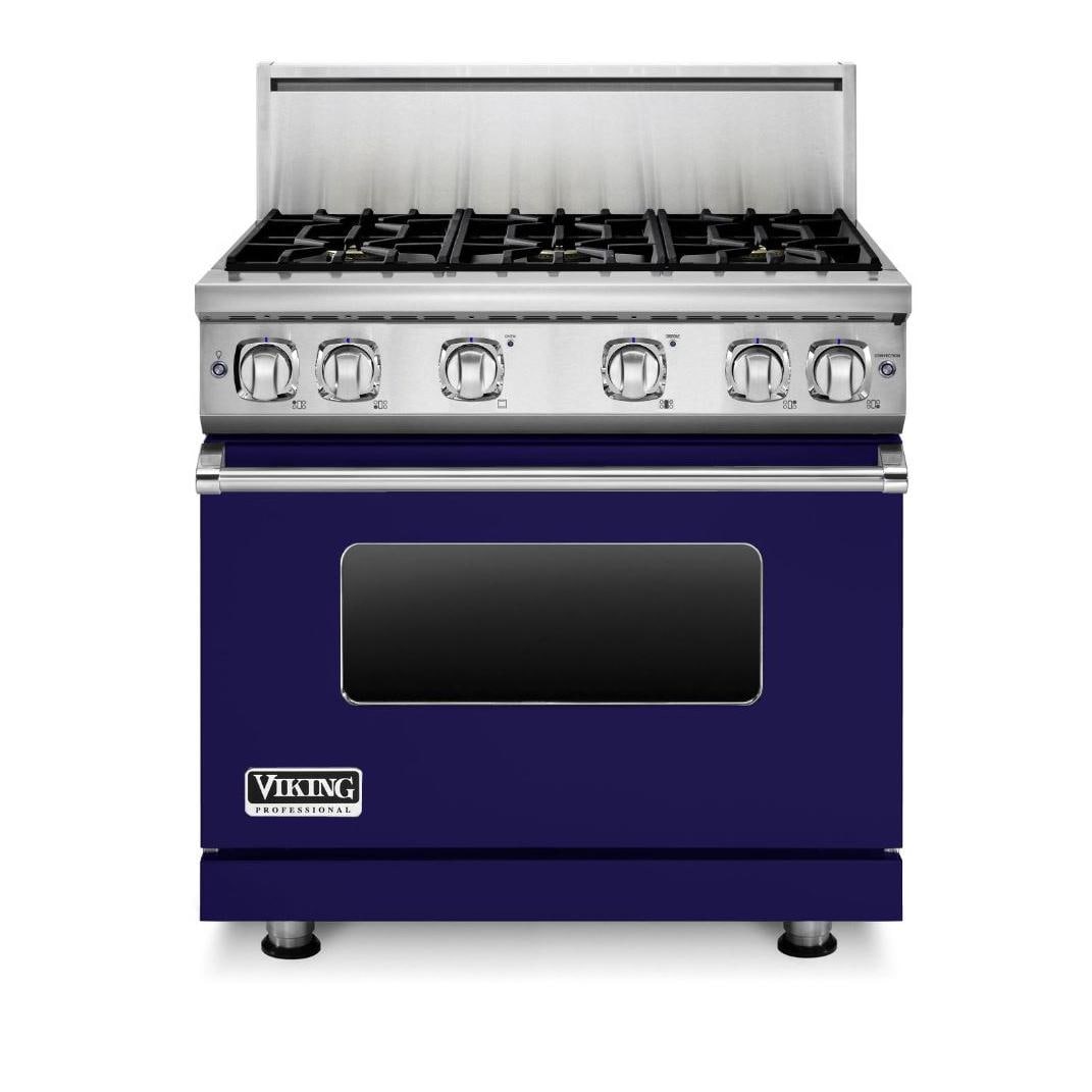 Viking Professional 7 Series 36-Inch 6-Burner Natural Gas Range - Cobalt Blue - VGR73626BCB thumbnail