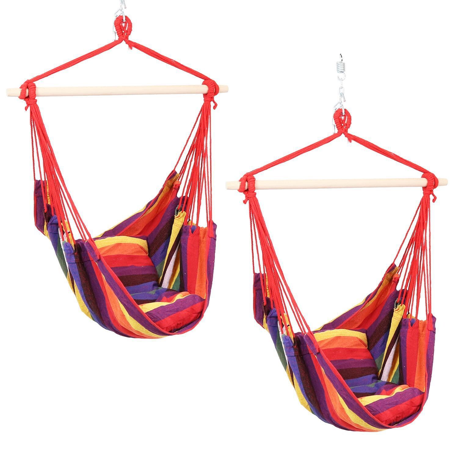Ultimate Patio Hanging Hammock Chair w/ Cushions - Set of 2 - Sunset