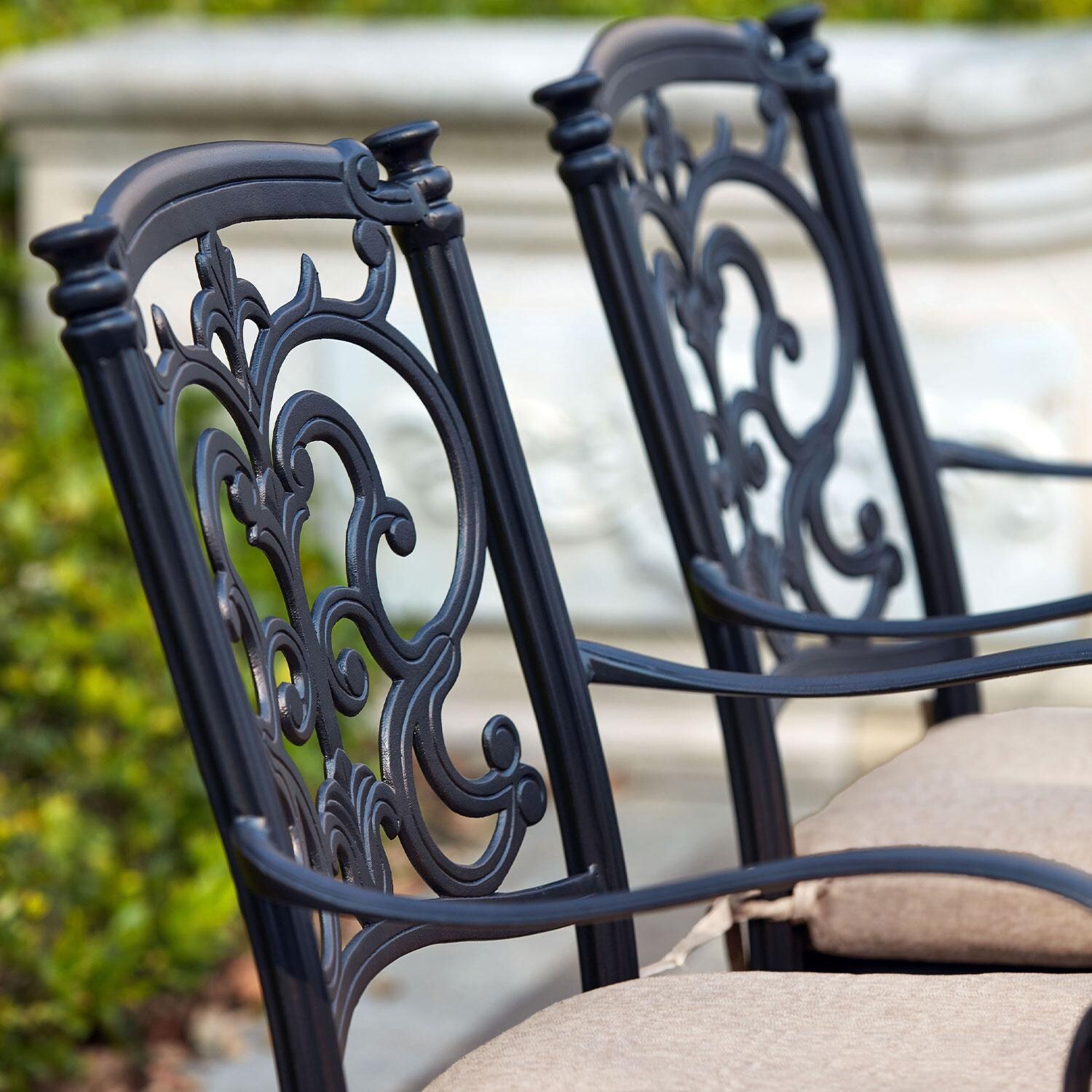Darlee Santa Barbara 7 Piece Cast Aluminum Patio Dining Set W/ Round Table - Antique Bronze - Dining Chairs - Back Rest - Detail thumbnail
