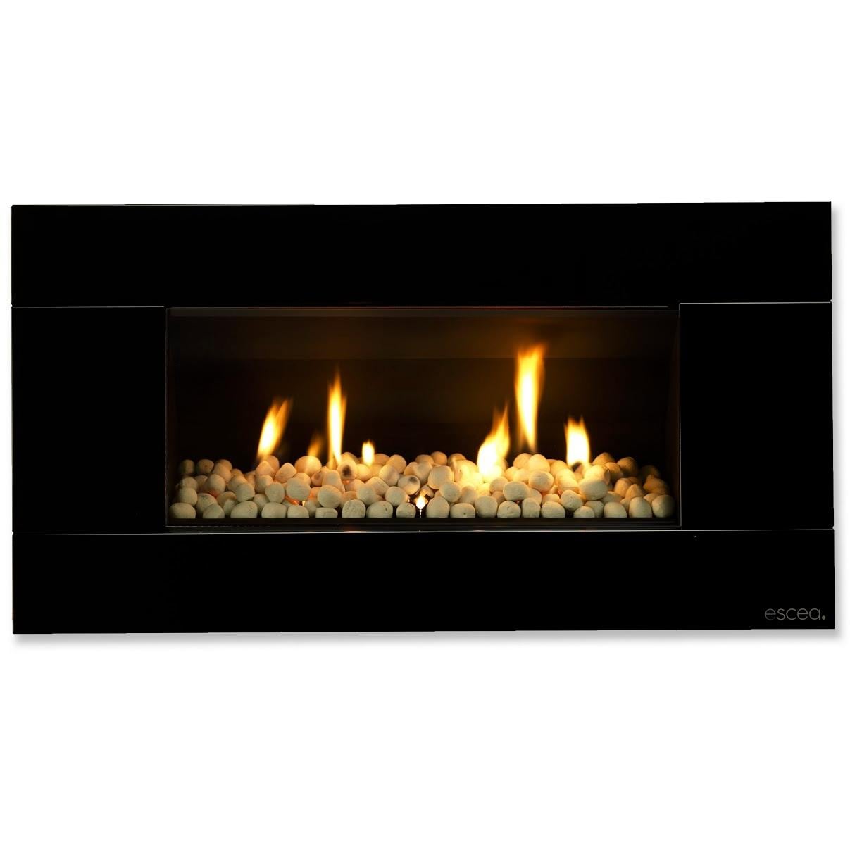 Escea St900 Indoor Natural Gas Fireplace Black With White Escea St900 Indoor Natural Gas Fireplace Black With White Ceramic Stones Log Guys