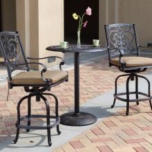 Darlee Santa Barbara 3 Piece Cast Aluminum Patio Counter Height Bar Set With Swivel Bar Stools - Antique Bronze image