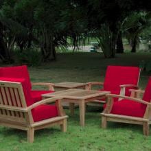 Anderson Teak Brianna Teak 4-Person Patio Deep Seating Set W/ Club Chairs & Square Tables