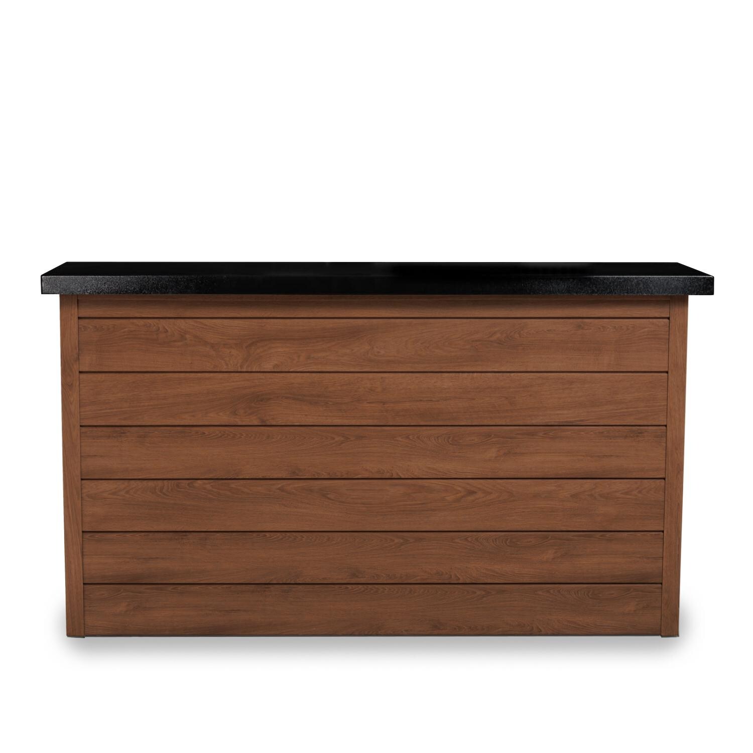 BBQGuys Signature 72 Inch 360 Degree Swivel Outdoor TV Lift Cabinet | Toffee w/ Black Aluminum