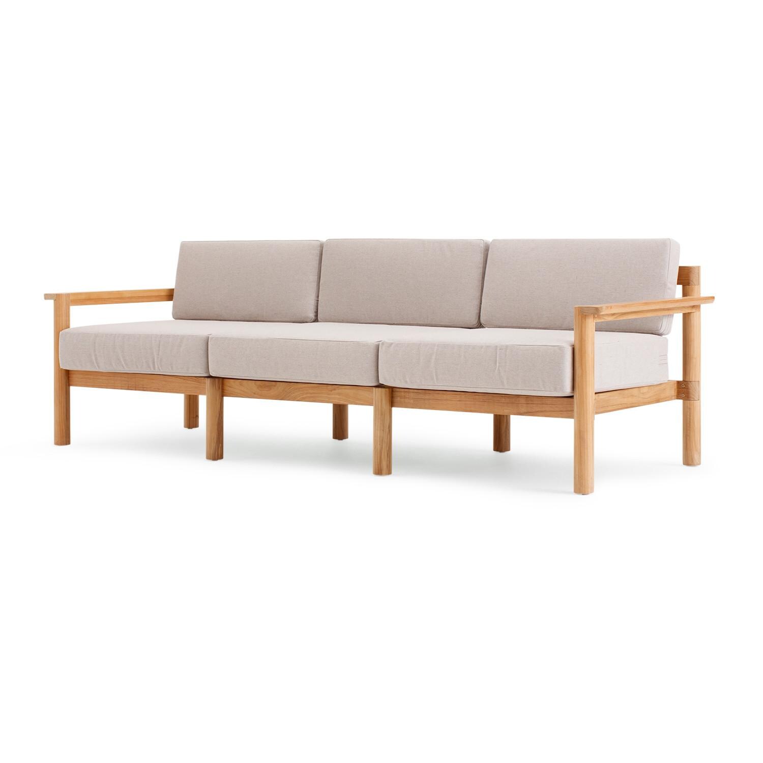 Neighbor Sofa W/ Teak Arms - Sunbrella Ashe