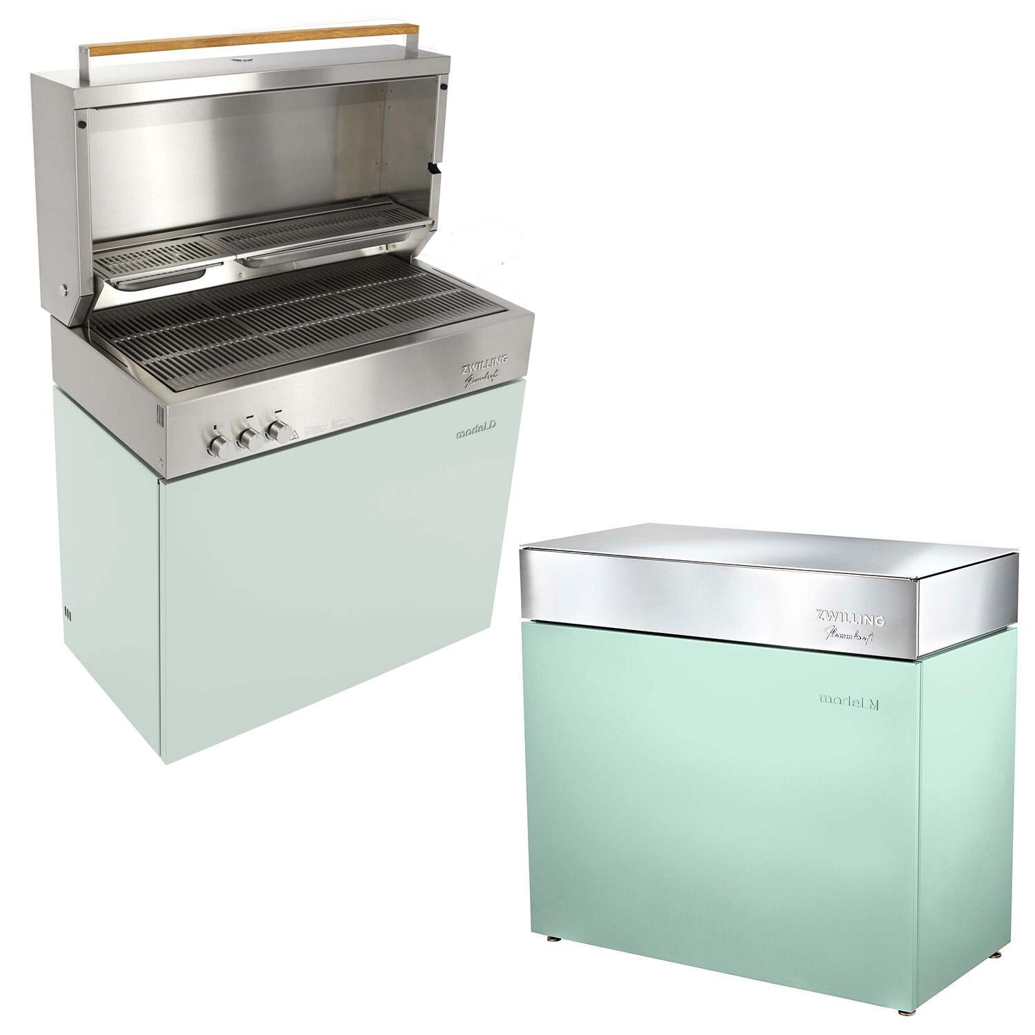 Flammkraft 1029544 Model D Freestanding Grill & Model M Prep Center Module - Pool - White Background thumbnail