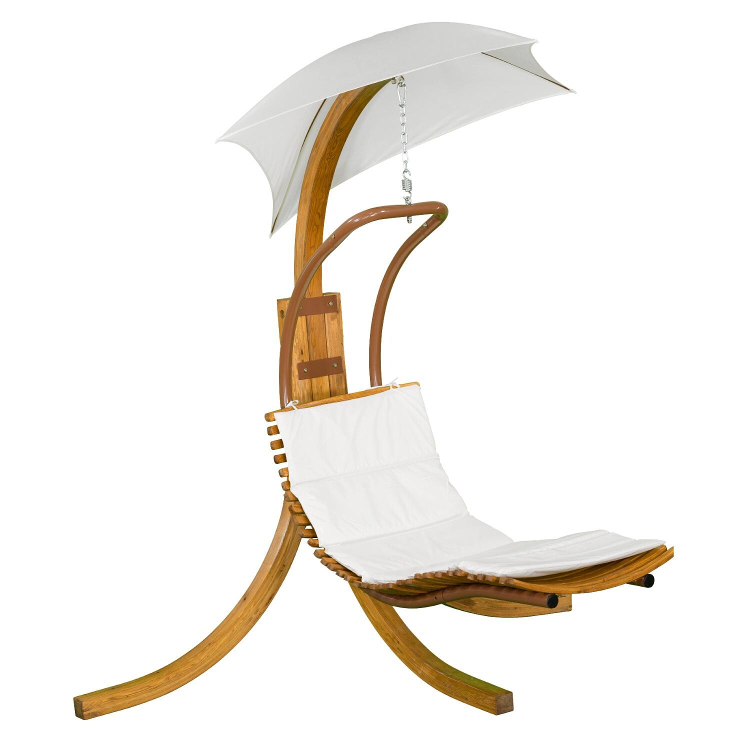 Leisure Season Wood Patio Swing Chaise Lounge With Umbrella