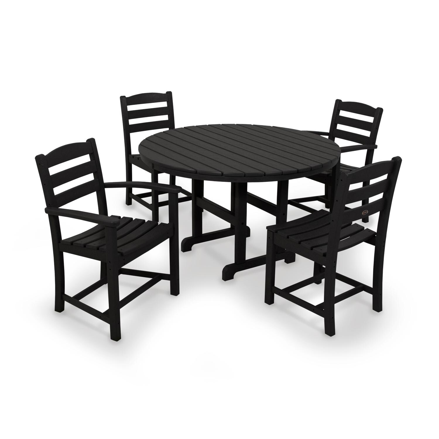 POLYWOOD La Casa Cafe Black 5 Piece Round Farmhouse Dining Set thumbnail